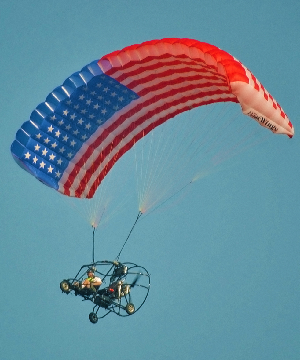 Powered Parachute with American Flag Wing